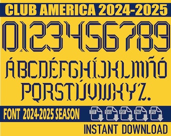America (Mexico) Font 2024-2025 – Digital Download for Shirts, Names & Numbers | Vector Typeface Kit Shirt Soccer.