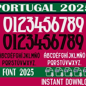 Portugal 2025 Font – Digital Download for Shirts, Names & Numbers | Vector Typeface Kit Shirt Soccer.