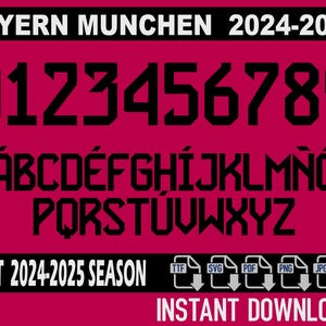 Bayern Munchen 2024-2025 Font – Digital Download for Shirts, Names & Numbers | Vector Typeface Kit Shirt Soccer.