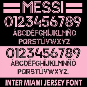 Inter Miami 2025-2026 Jersey Font – Digital Download for Shirts, Names & Numbers | Vector Typeface Kit Shirt Soccer. Messi Font