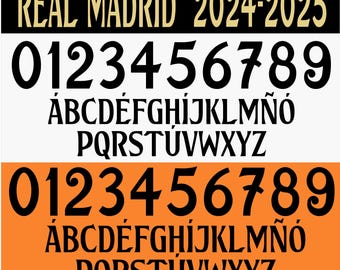 Real Madrid 2024-2025 Font international competitions– Digital Download for Shirts, Names & Numbers | Vector Typeface Kit Shirt Soccer.