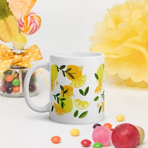 Lemons white glossy mug