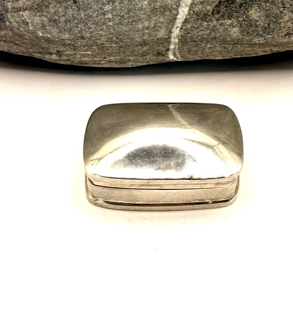 Silver rectangular pillbox 925 silver | Smooth su… - image 3