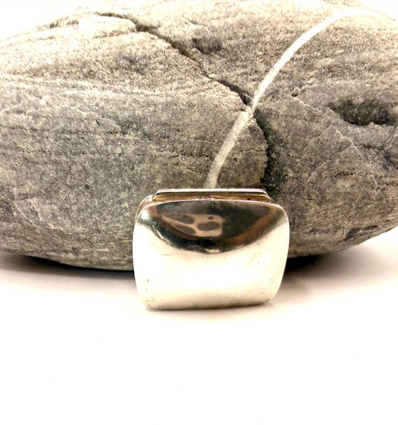 Silver rectangular pillbox 925 silver | Smooth su… - image 11