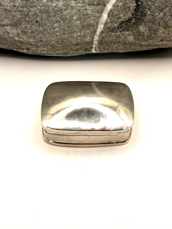 Silver rectangular pillbox 925 silver | Smooth su… - image 4