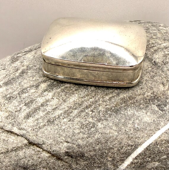 Silver rectangular pillbox 925 silver | Smooth su… - image 2