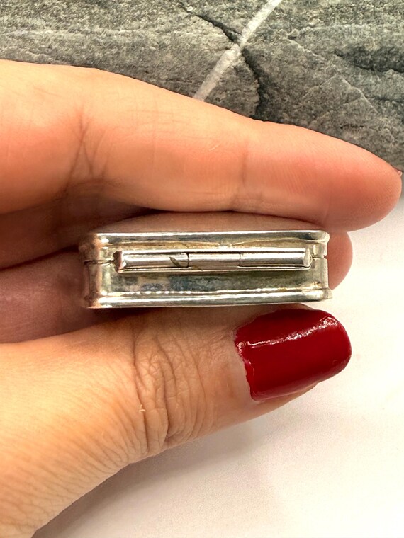 Silver rectangular pillbox 925 silver | Smooth su… - image 6