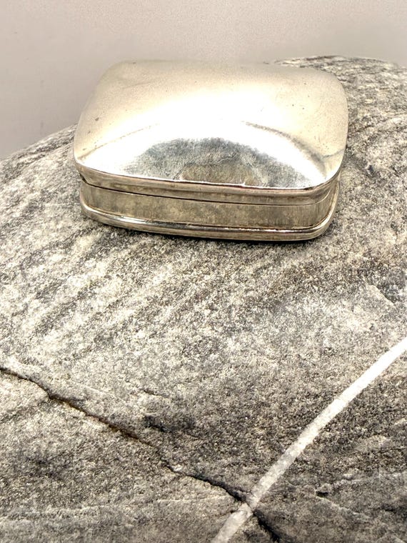 Silver rectangular pillbox 925 silver | Smooth su… - image 5