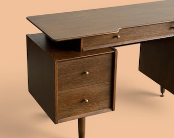 G-Plan Skrivbord i teak med flytande topp – 1960-talsmodernt skandinaviskt hemmakontorsbord