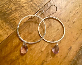 Big And Light Hoop Earrings in Silver and gemstones