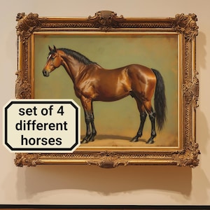 Vintage Horse Art Prints: Equestrian Wall Decor Set of 4 (Digital Download)