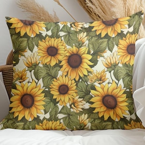 Sunflower Throw Pillow: Floral Cottagecore Accent Cushion