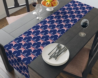 Patriotic American Flag Table Runner: 4th of July Decor