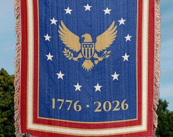 America 250 Woven Throw Blanket – 1776 • 2026 Commemorative Design, Patriotic USA 250 Anniversary Decor, Woven American Blanket