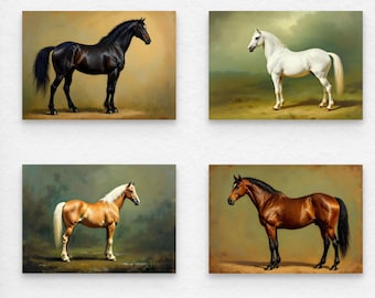 Láminas artísticas de caballos vintage: Retratos ecuestres del siglo XIX (descarga digital)