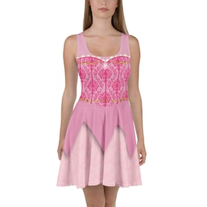 Sleeping Beauty Adult Princess Running Costume Aurora Pink Skater Dress, Disney Cosplay, Halloween XS-3XL