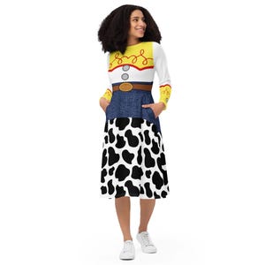Toy Story Long Sleeve Halloween Dress Jessie Cosplay Outfit Birthday Party Themed Cowgirl Jessie Western Regular and Plus Sizes 2XS - 6XL