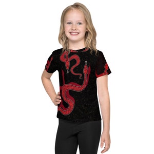 Kid&#39;s Eras Tour, Taylor inspired Red snake t-shirt, concert outfit, Halloween costume Sparkles design is _Printed on Fabric