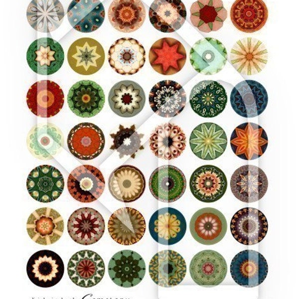 One Inch Kaleidoscope Digital Collage Print Sheet no75