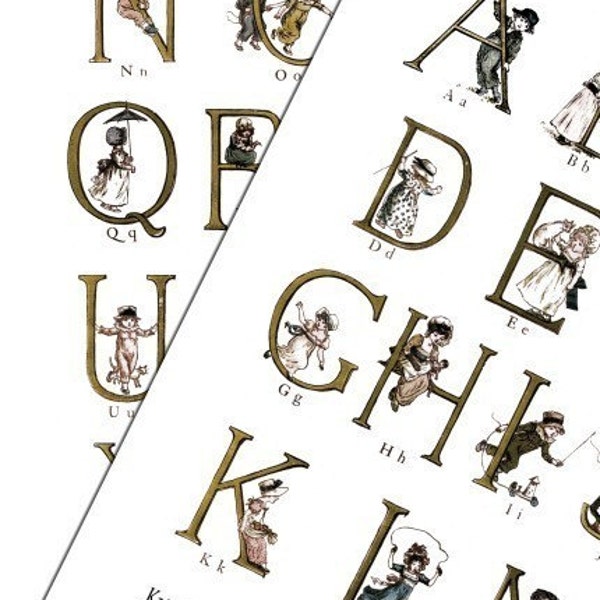 Alphabet-Kate Greenaway -Digital Collage Print Sheets no189