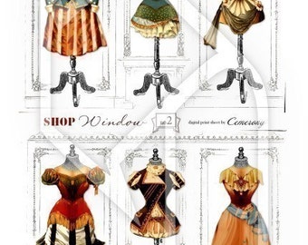 Dress Forms Theatre Costumes Digital Collage Print Sheet no121