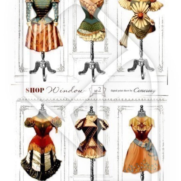 Dress Forms Theatre Costumes Digital Collage Print Sheet no121