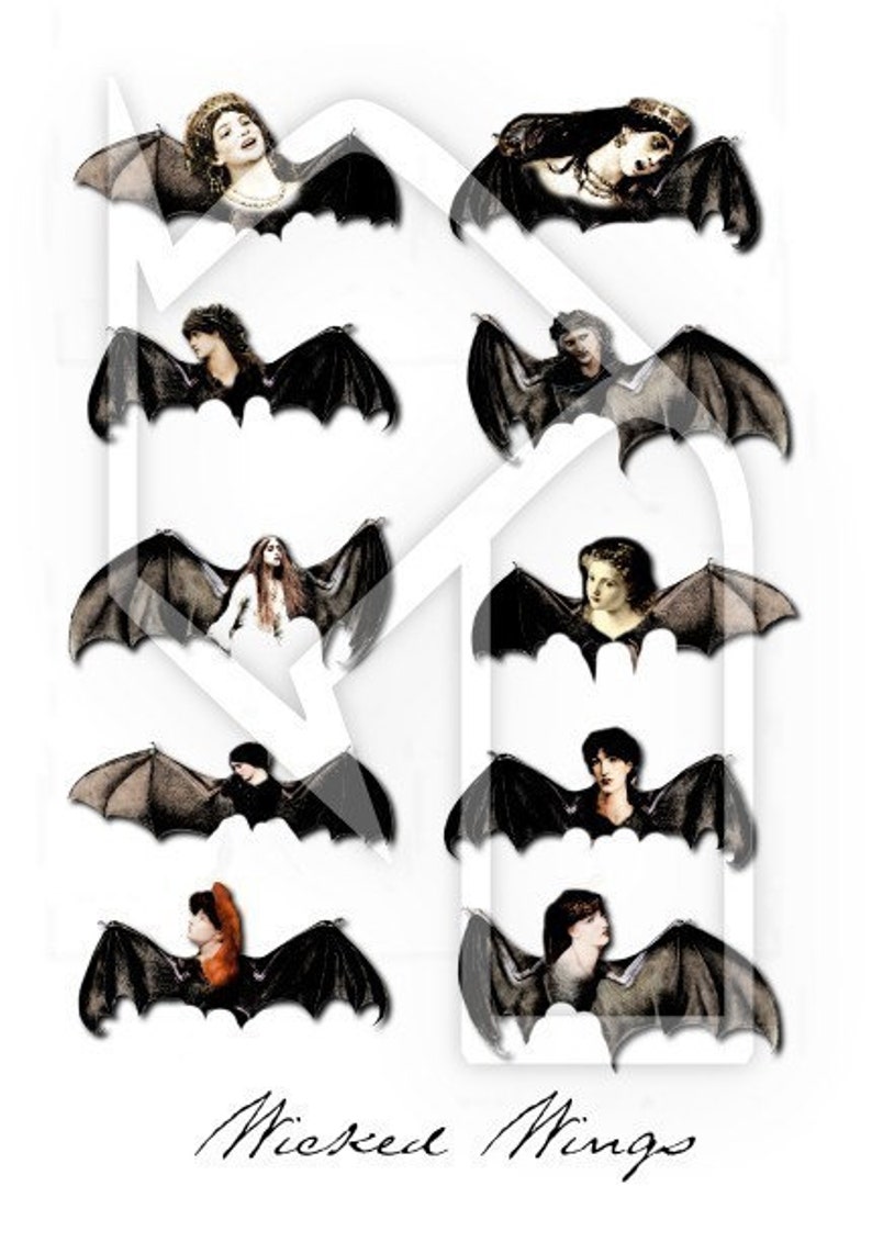 Halloween Wings... Digital Collage Print Sheet no136 image 1