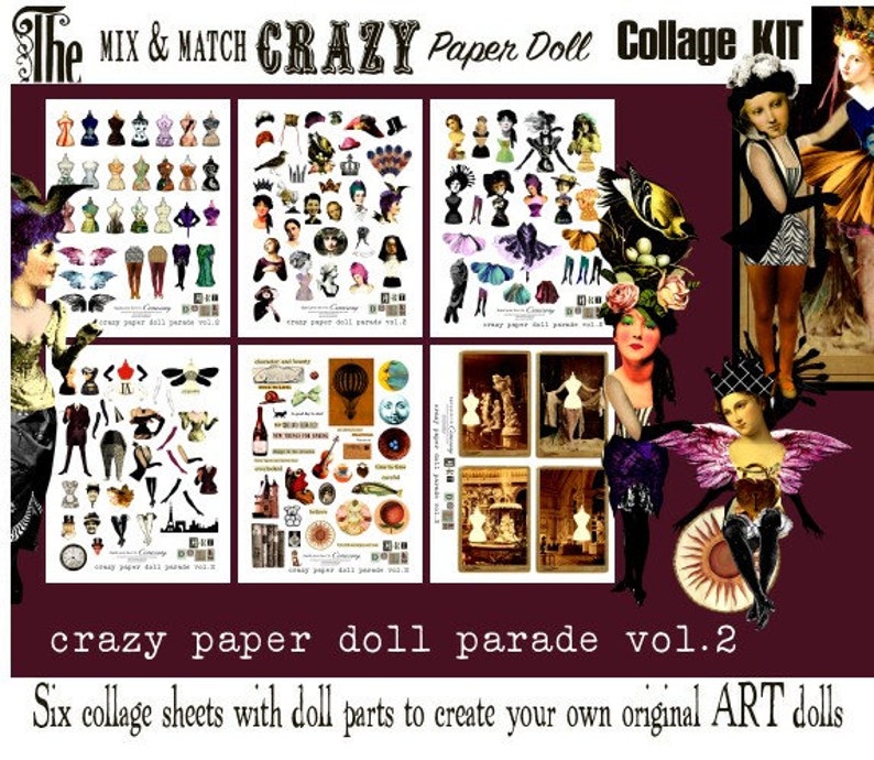 Paper Doll Kit Mix and Match Endless Vol.2 6 Digital Collage Print Sheets no232 image 3