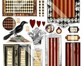 Labels , Frames and Backgrounds Digital Collage Print Sheet no146