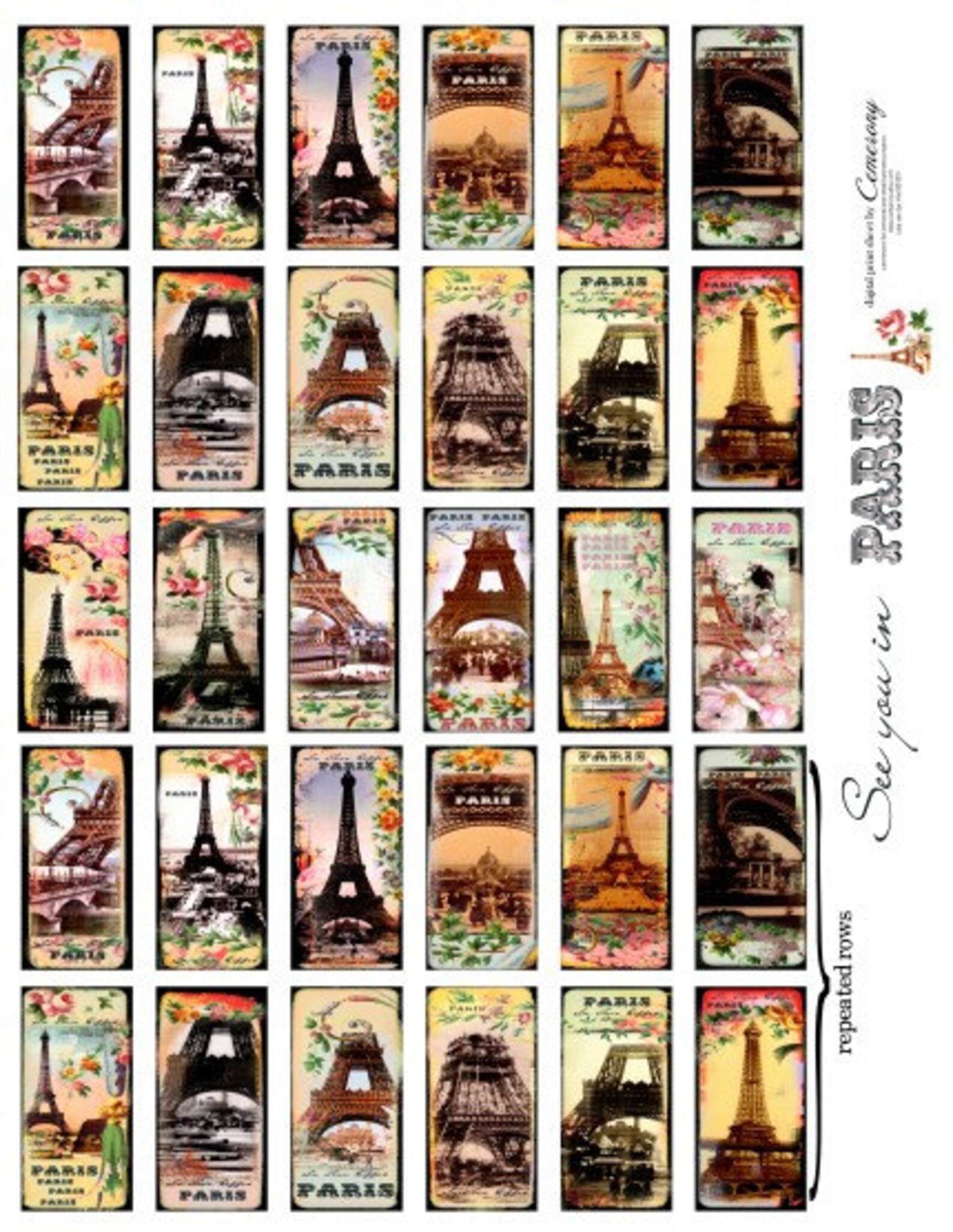 Paris Eiffel Tower Digital Collage Sheet No216 - Etsy