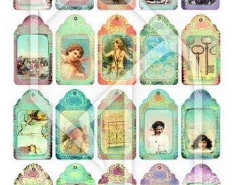 Romantic Tags-Labels -Multi  Color- Vintage Digital Collage Print Sheet no167