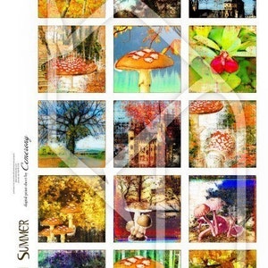 Autumn Indian Summer 2x2 Inch Digital Collage Print Sheet no137 image 1