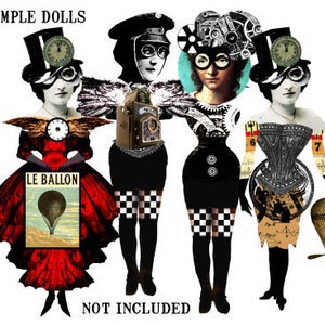 Paper Doll Steampunk Digital Collage Sheet no242 image 2