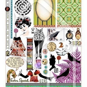 Art Journal Page Fun Digital Collage Print Sheets no157 and 158 image 3