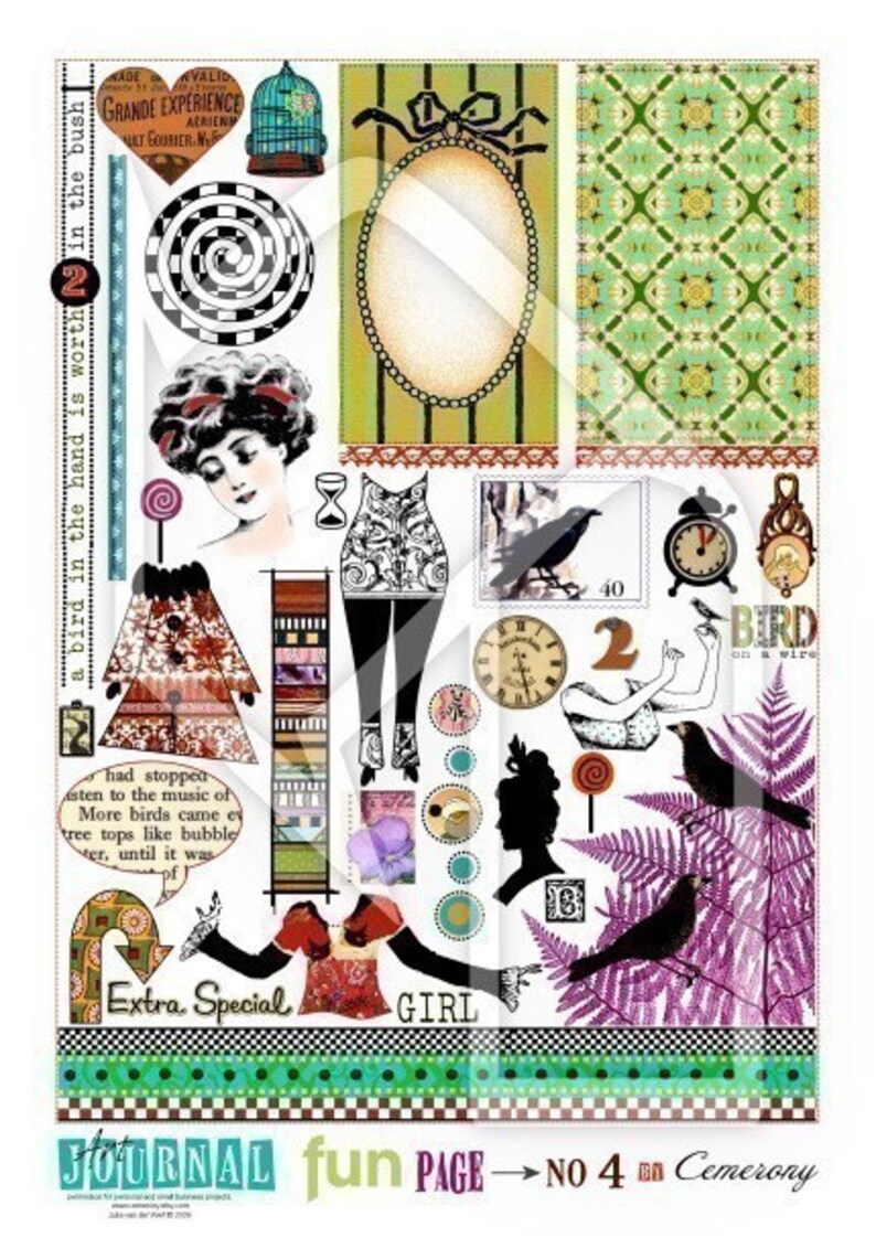 Art Journal Page Fun Digital Collage Print Sheets no157 and | Etsy