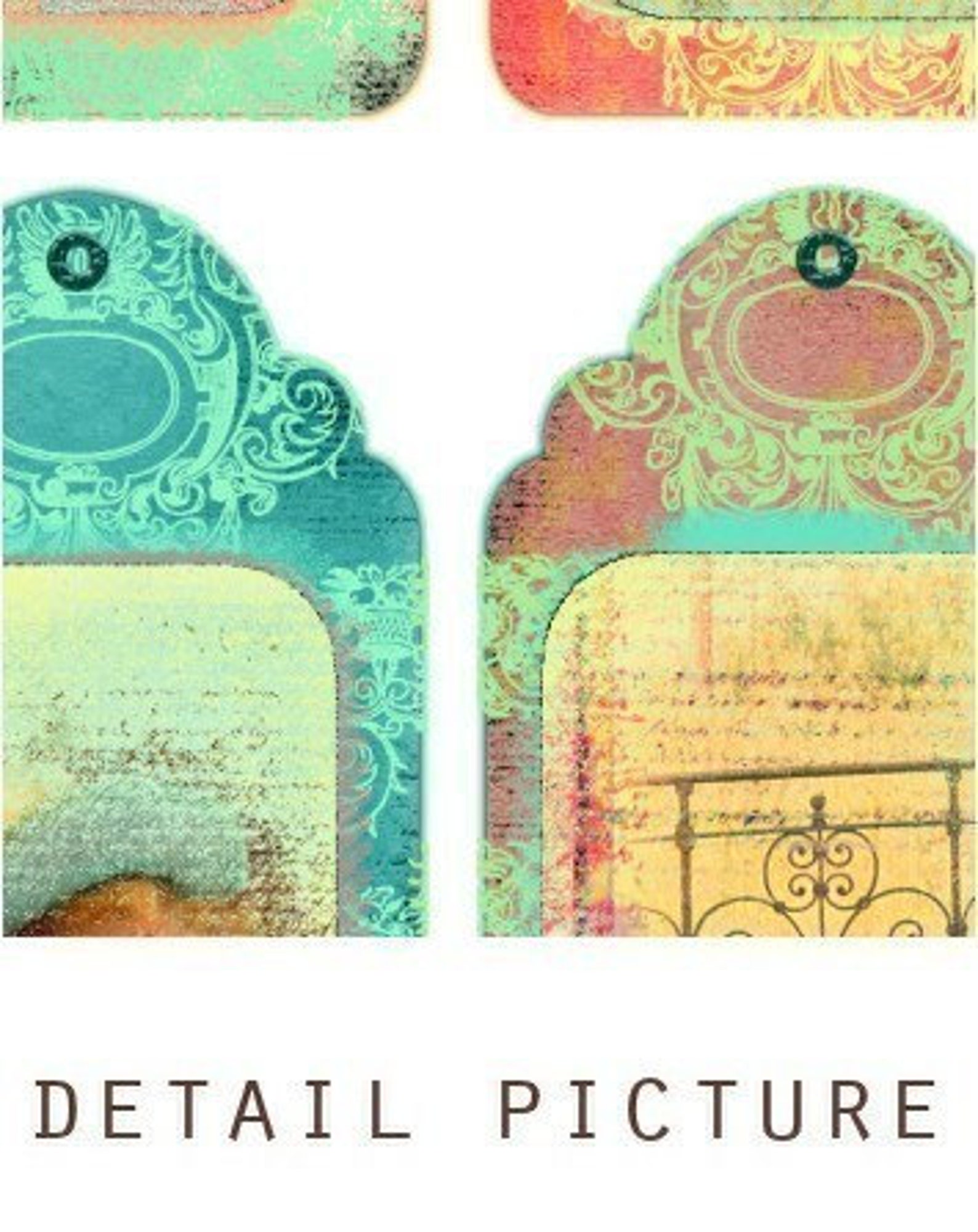 Romantic Tags-labels multi Color Vintage Digital Collage - Etsy