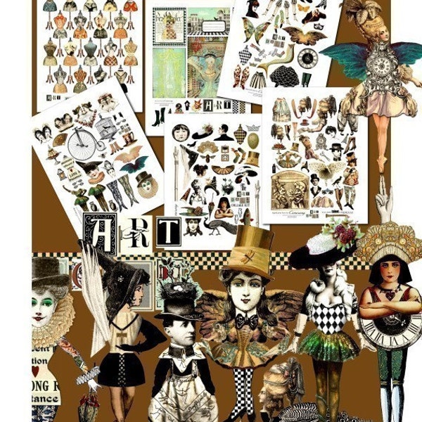 Paper Doll Kit  Mix and Match  Endless Vol.1 - 6 Digital Collage Print Sheets no208