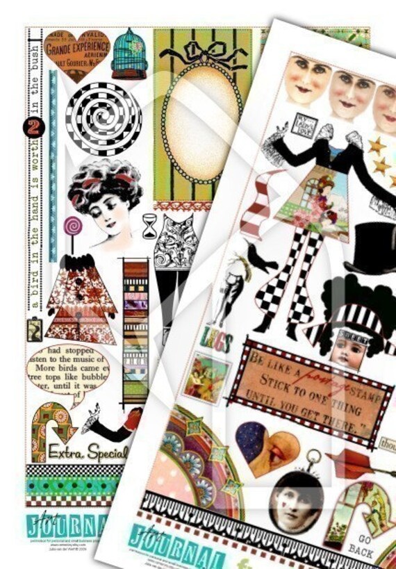 Art Journal Page Fun Digital Collage Print Sheets no157 and | Etsy