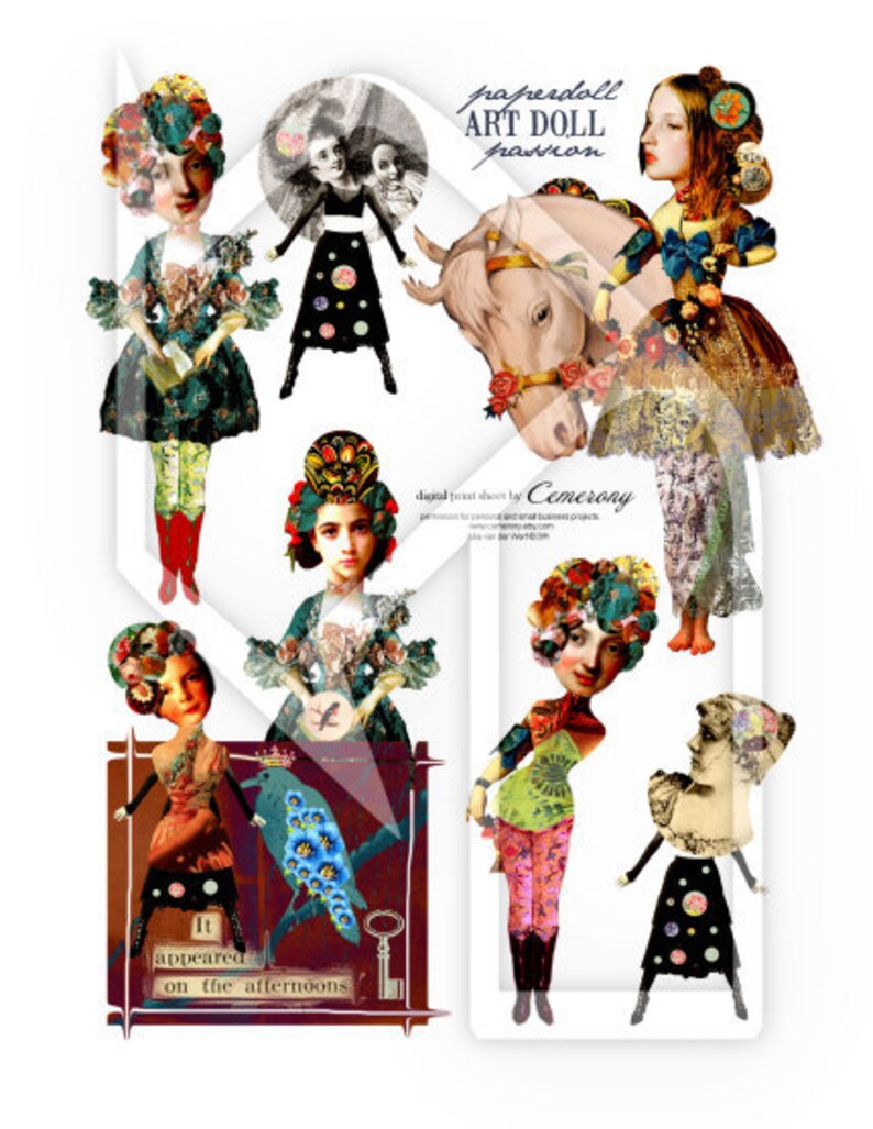 Paper Doll / Art Doll Passion Digital Collage Print Sheet Etsy