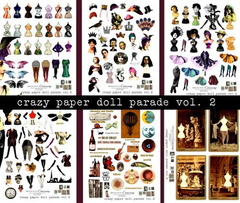 Paper Doll Kit Mix and Match Endless Vol.2 6 Digital Collage Print Sheets no232 image 4