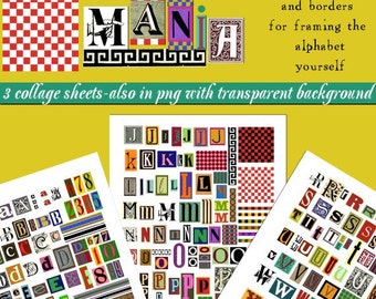 Alphabet Art Digital Collage Print Sheets no213