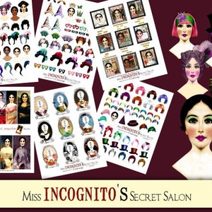 NEW-Hair Studio Paper Doll Digital Collage Print Sheet no226 image 1