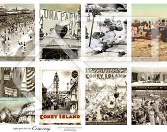 ATC-ACEO size Coney Island Digital Collage Print Sheet no115