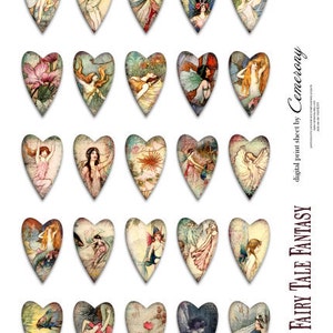 Fairy Tale Valentine Hearts Digital Collage Sheet no 254 image 1