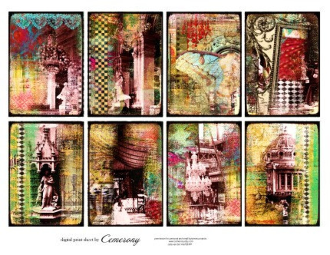 ATC ACEO Backgrounds Digital Collage Print Sheet No233 - Etsy