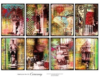ATC - ACEO Backgrounds Digital Collage Print Sheet no233