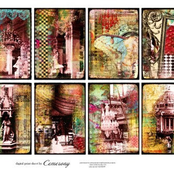 ATC - ACEO Backgrounds Digital Collage Print Sheet no233