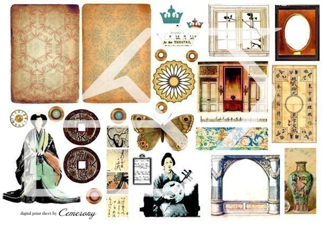ATC , ACEO Digital Collage Print Sheet No24 - Etsy