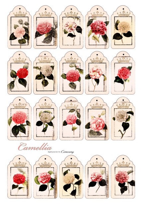 Tags Shabby Chic with Roses Digital Collage Print Sheet no65 | Etsy