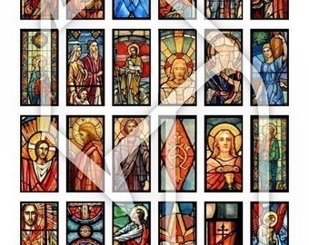 Stained Glass (1x2 inch)  Religious Digital Collage Print Sheet no176